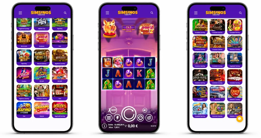 Simsinos App Interface